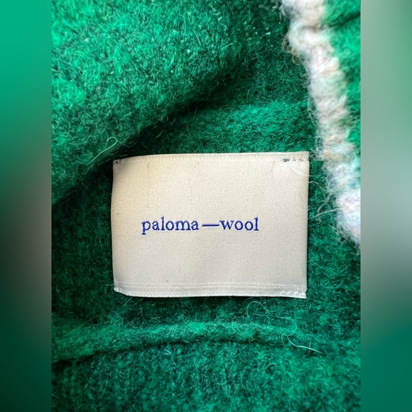 Paloma Wool Himalaya Green Wool Mohair Blend Textured Sweater Size L Mock Neck - Picture 10 of 11